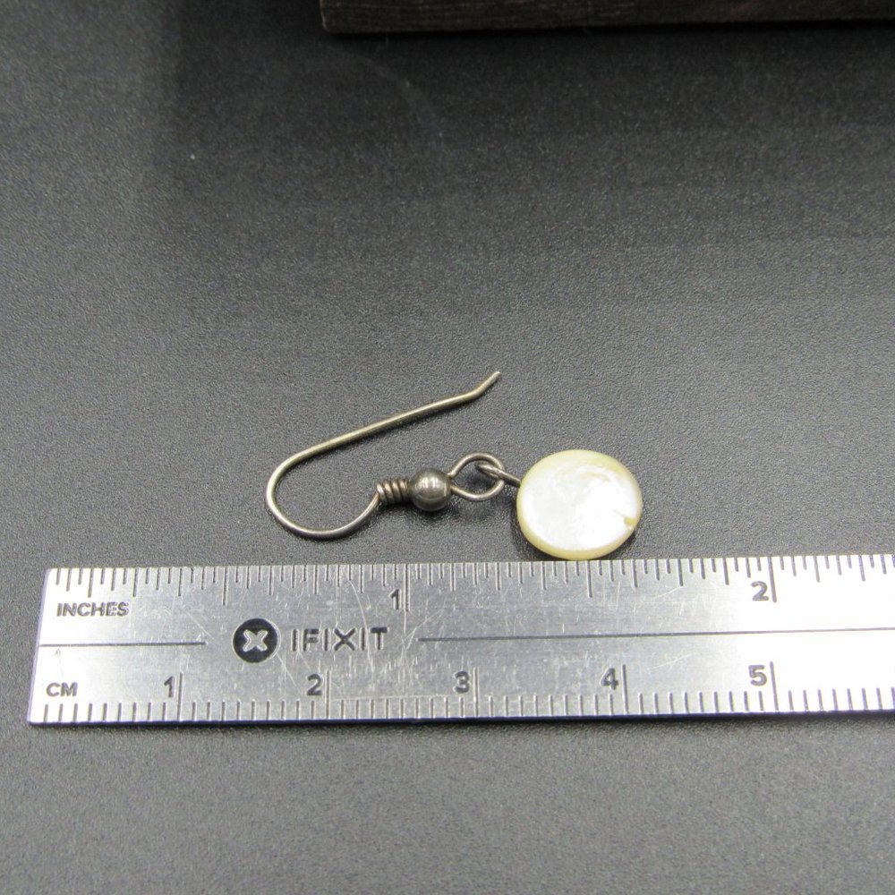 Sterling Silver Circle Shell Rustic Earrings - image 3